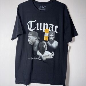 New TUPAC All Eyez On Me 2PAC Men's Black T-shirt Tee Hip-hop Rap Sz 42-44 LARGE